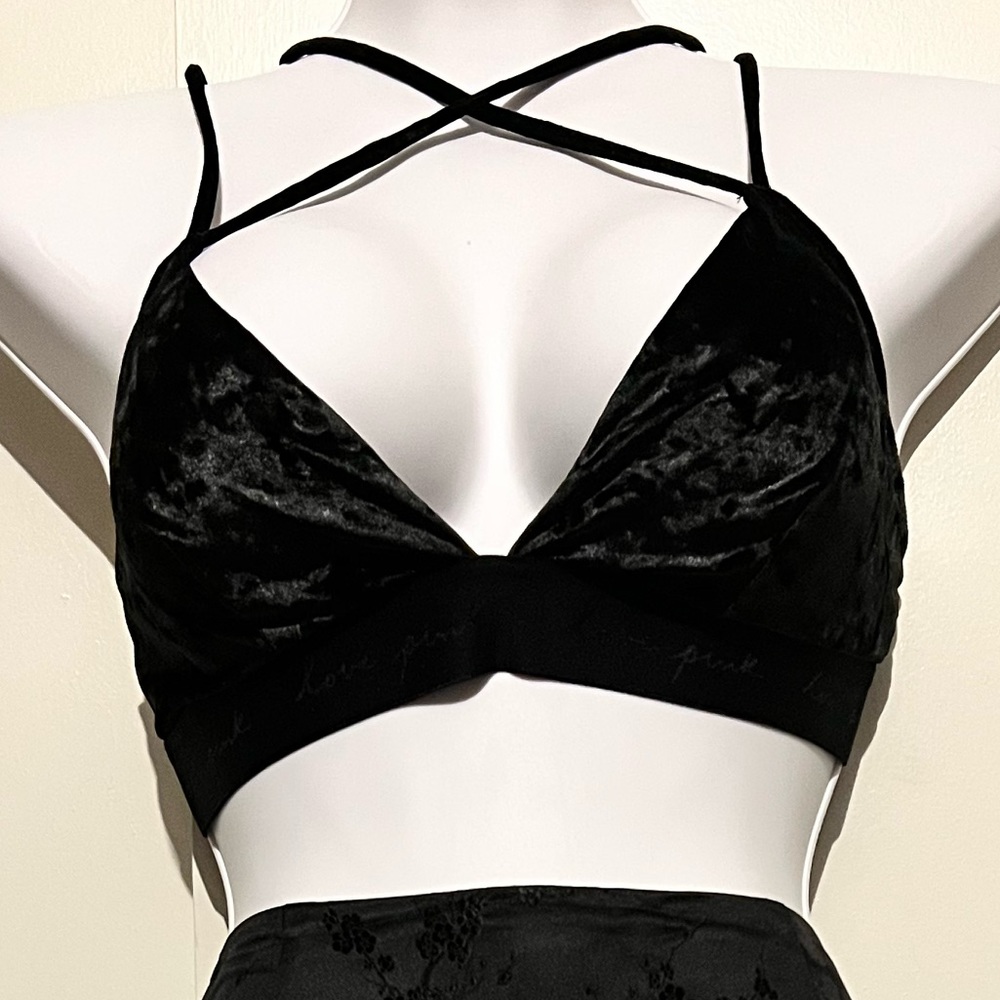 NWOT PINK Victoria Secret Velvet strappy bralette